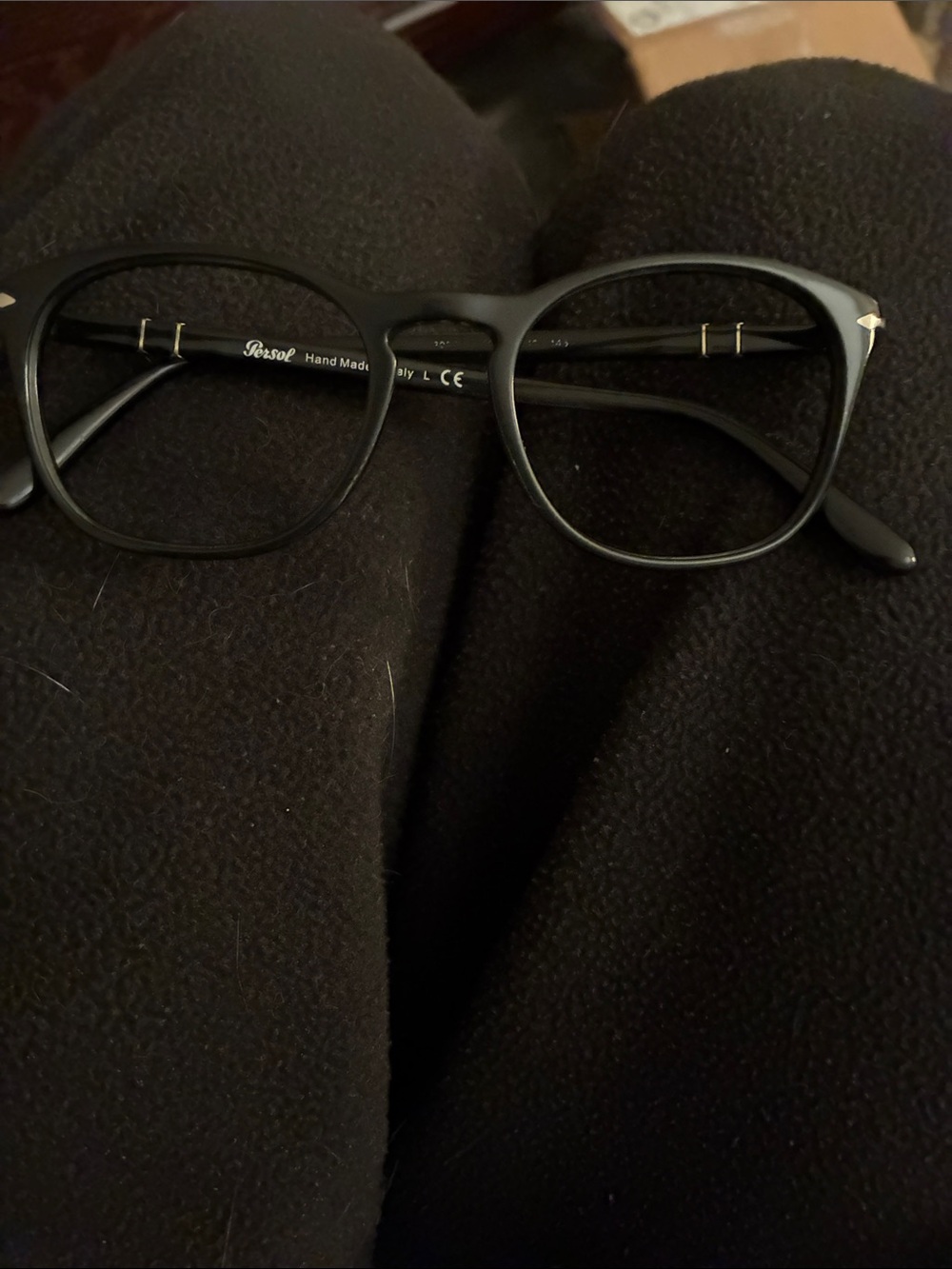 Persol Black Round-Angled Optical Frames with Silver Accents